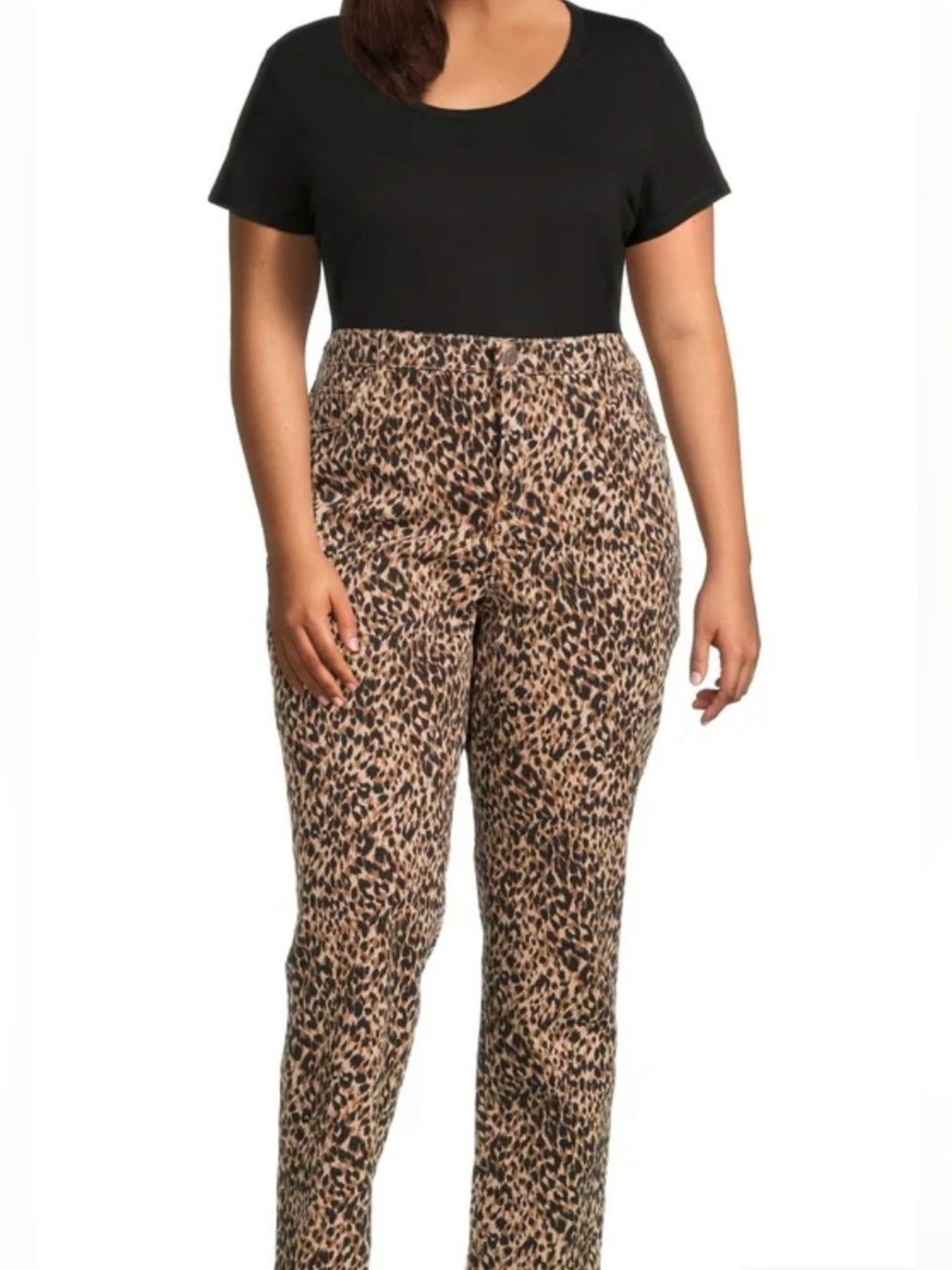 Terra & Sky Leopard Print Straight Leg Jeans